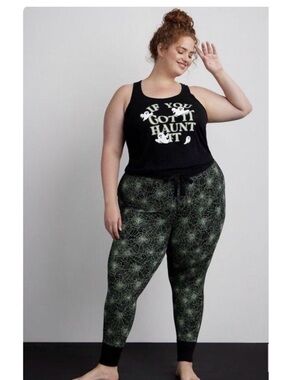 torrid Black and Green Spiderweb Jogger Leggings